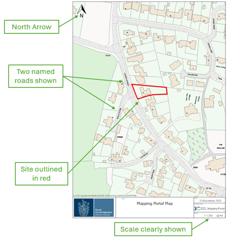 Key features of a site plan map